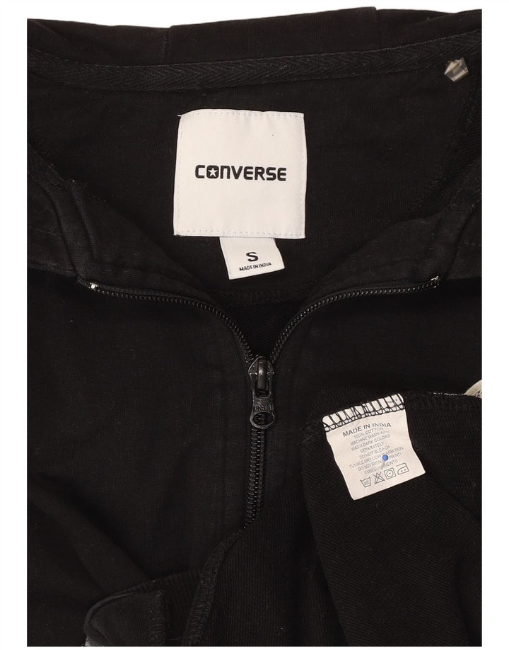 CONVERSE Pull à capuche zippé pour homme Petit coton noir