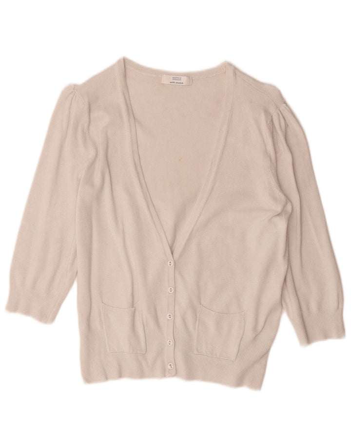 Marks & Spencer Pull cardigan à manches 3/4 pour femme UK 14 Medium Off White