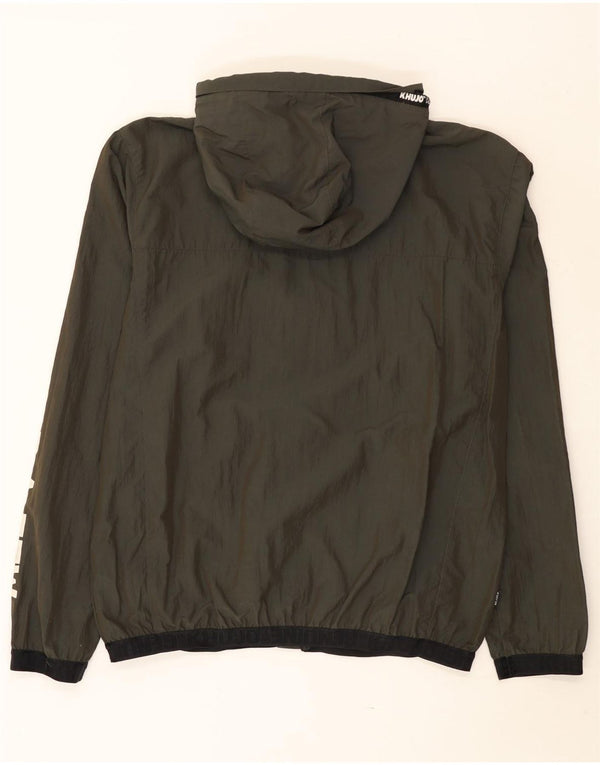 KHUJO Veste de pluie à capuche graphique pour homme UK 42 XL Kaki Colourblock Polyester