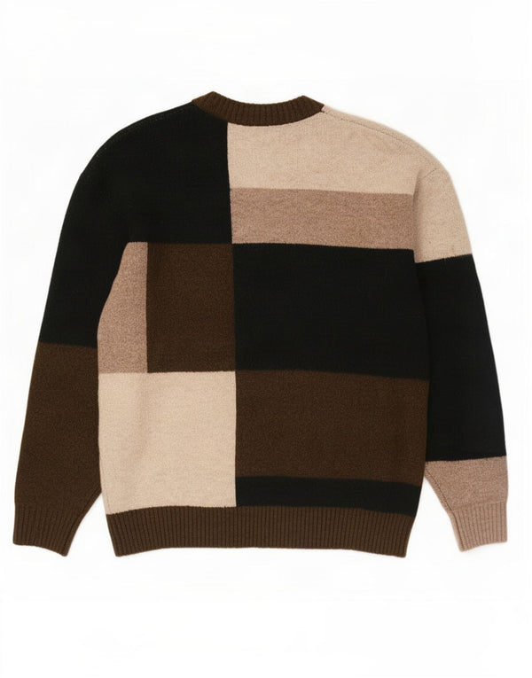 Zara Mens Crew Neck Jumper Sweater Medium Multicoloured Colourblock