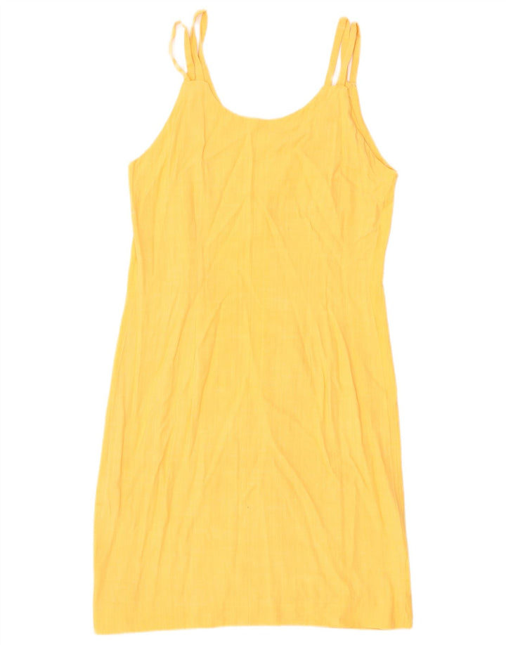 vintage Femme Robe d’été UK 12 Jaune Moyen