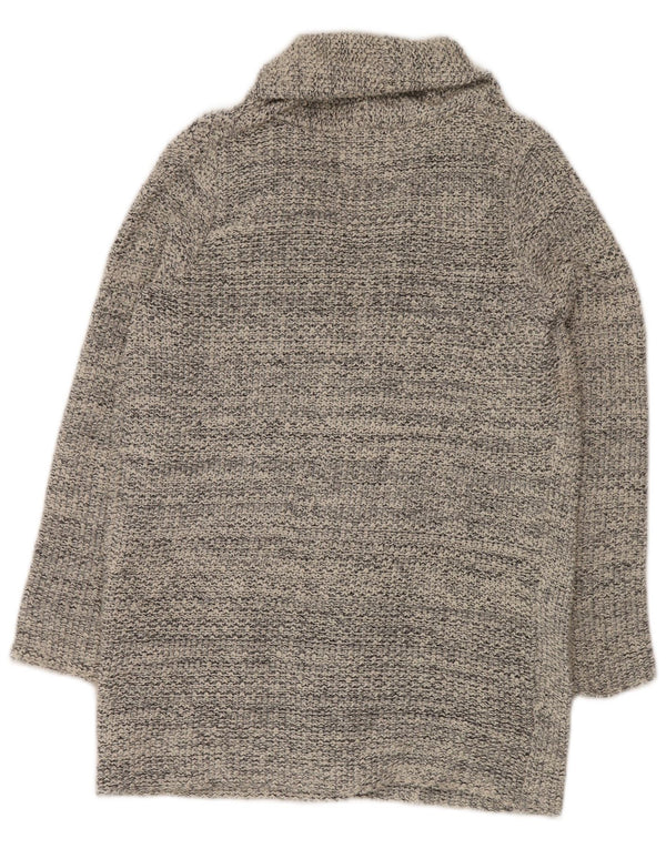 Zara Womens Open Cardigan Sweater UK 14 Gris Moyen Moucheté