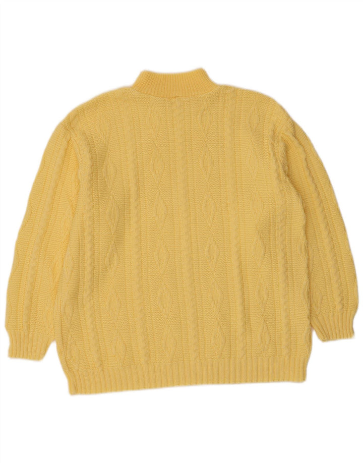 VINTAGE Pull col roulé femme UK 12 Jaune moyen
