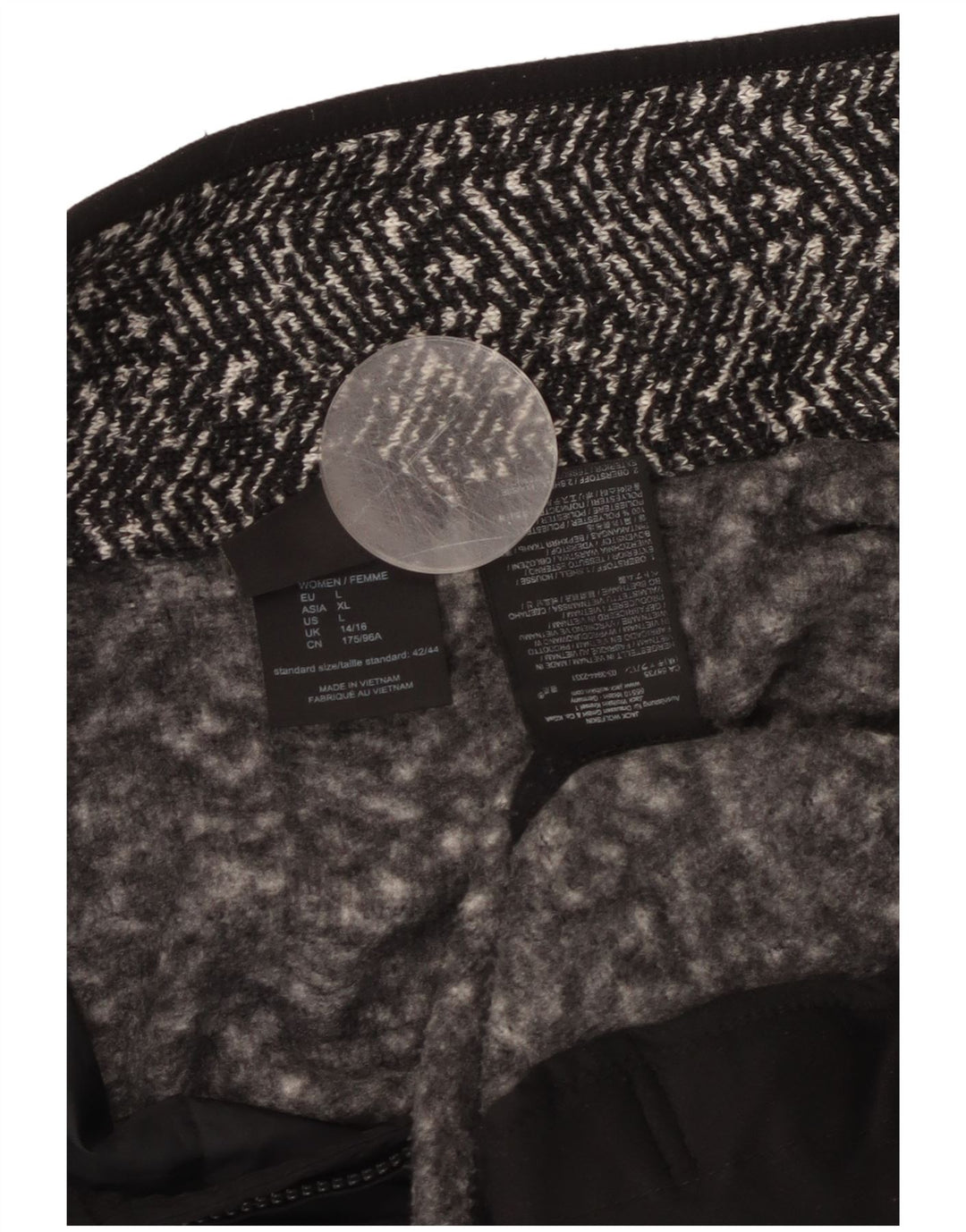 JACK WOLFSKIN Veste de survêtement pour femme UK 14/16 Grand chevron noir