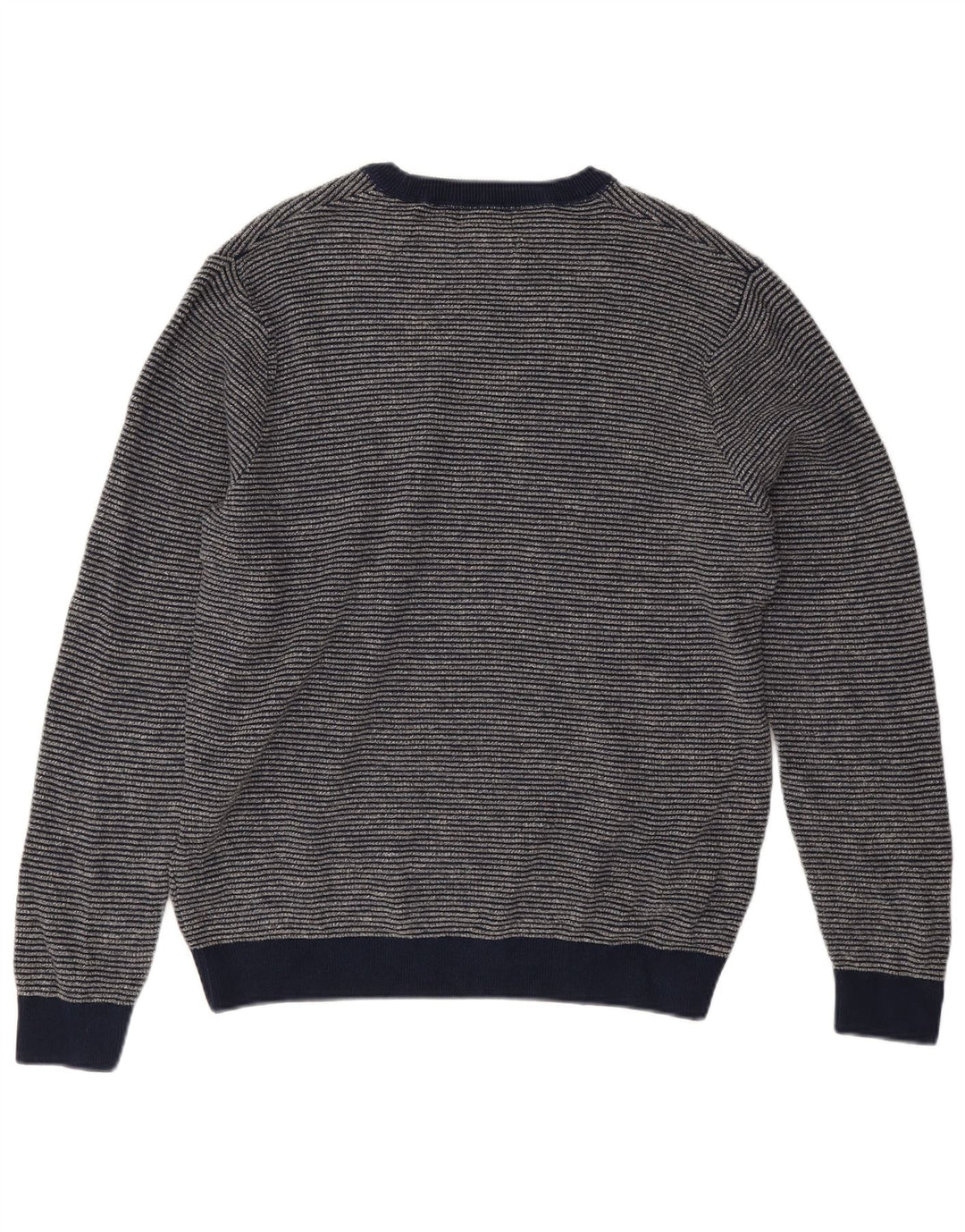 Marks & Spencer Pull col rond pour homme à fines rayures bleu marine