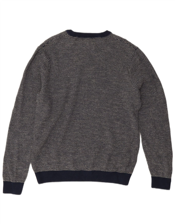 Marks & Spencer Pull col rond pour homme à fines rayures bleu marine