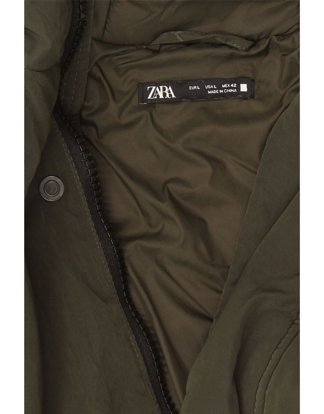 Zara Manteau matelassé à capuche pour homme UK 40 Large Vert