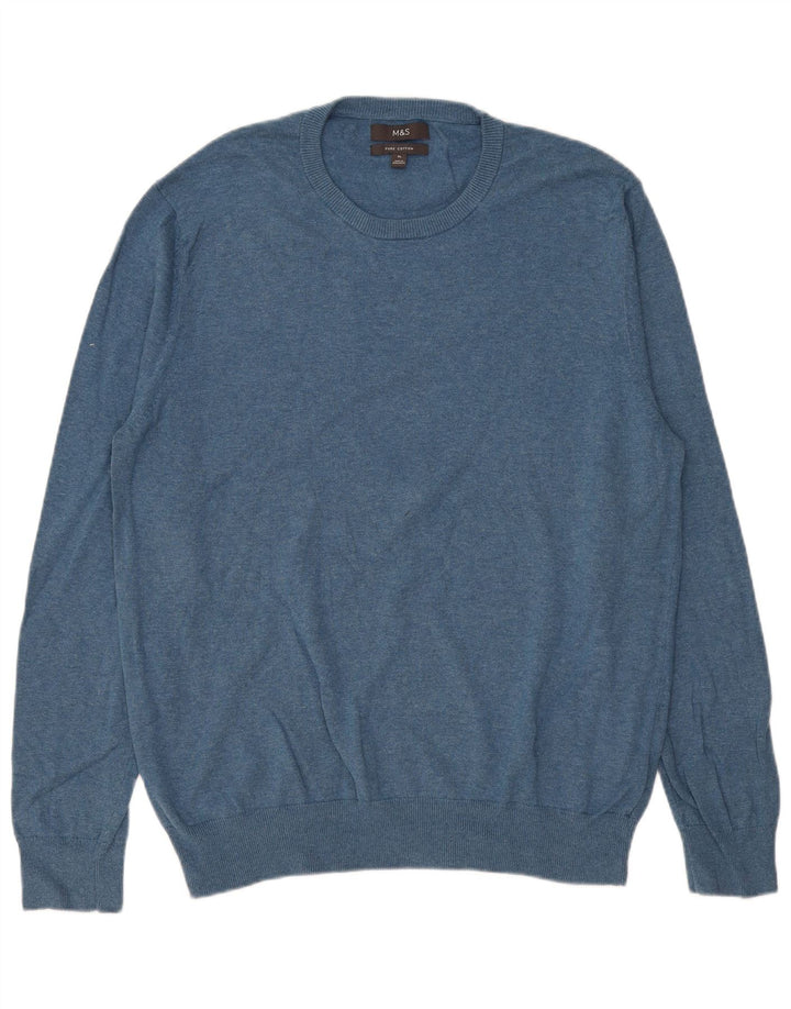 Marks & Spencer Pull à col rond pour homme XL en coton bleu