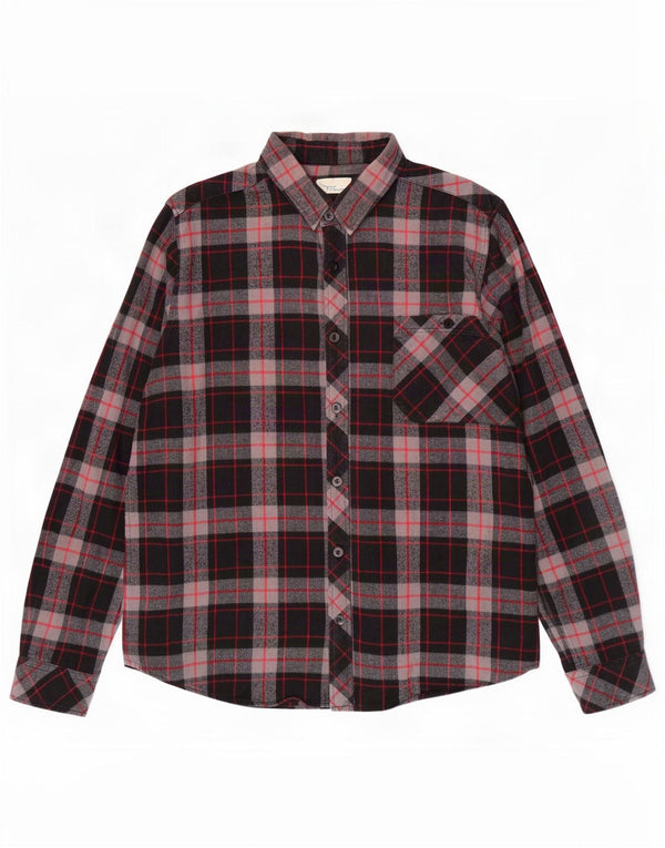 vintage Chemise en flanelle pour hommes XL Coton à carreaux noirs