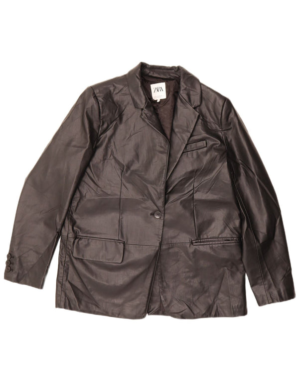 Zara Veste blazer surdimensionnée à 1 bouton pour femme UK 14 Noir moyen