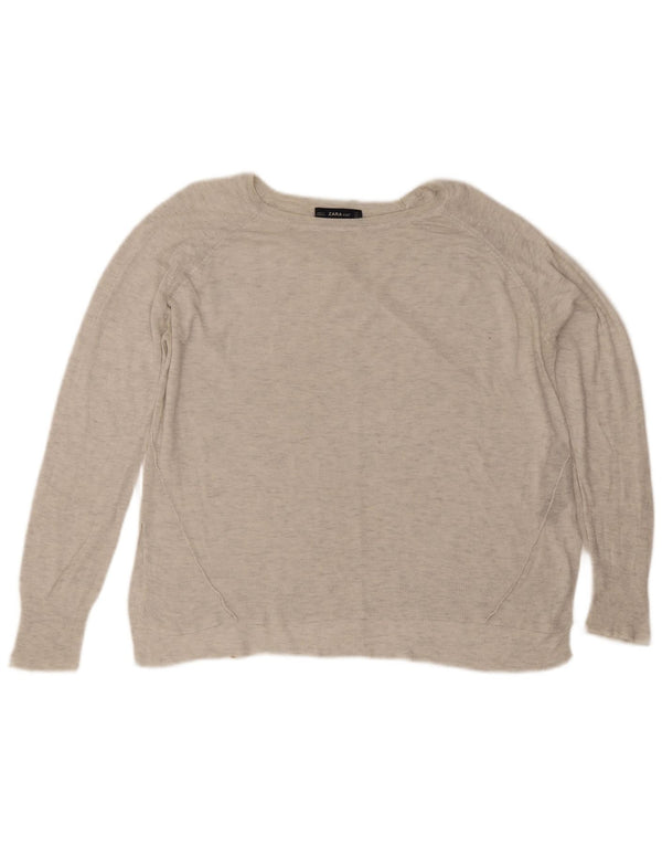 Zara Pull col bateau pour femme UK 16 Large Viscose mouchetée gris