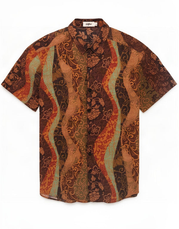 Vatpave Chemise à Manches Courtes Homme Grand Coton Floral Multicolore