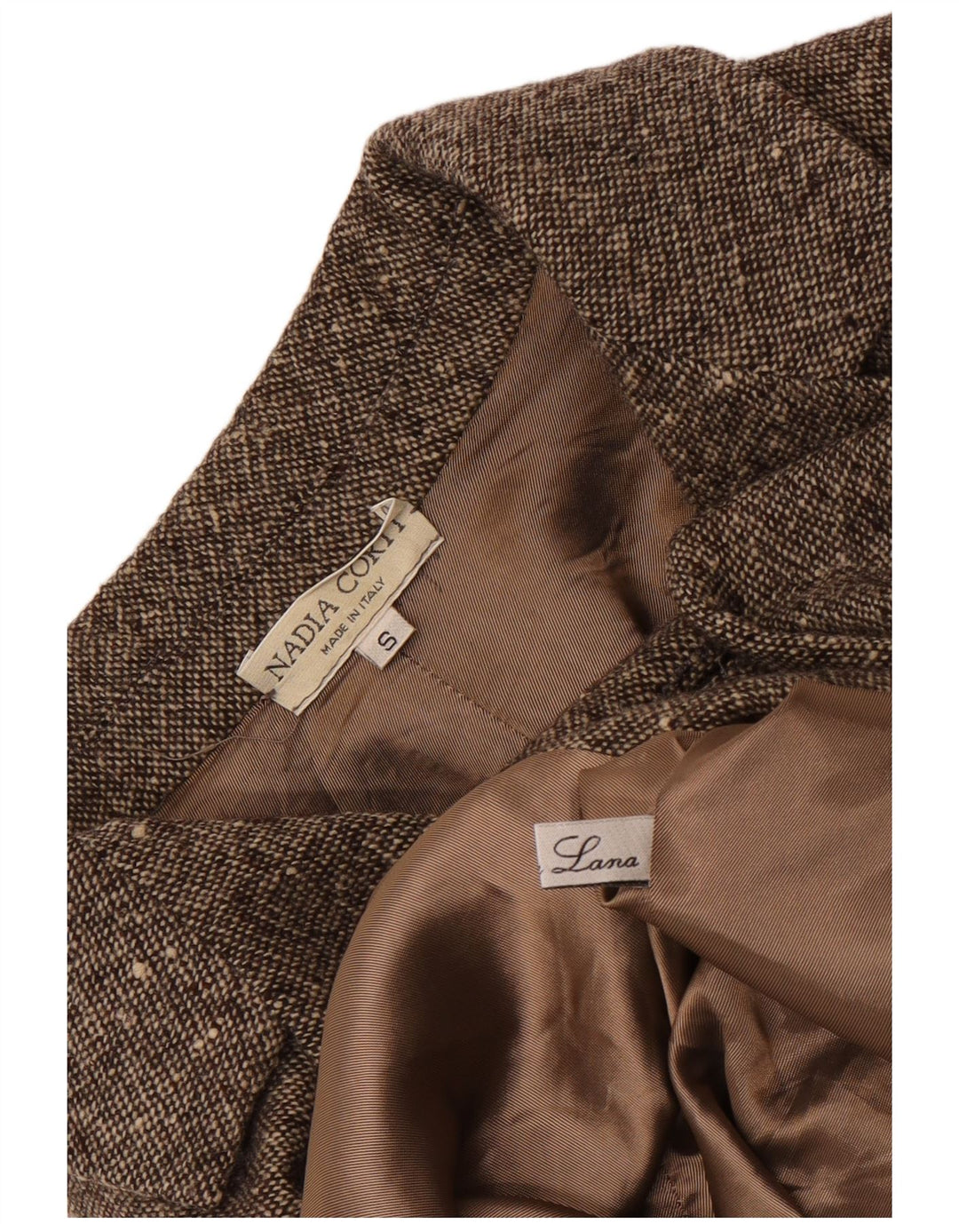 vintage Womens Overcoat UK 10 Petite laine mouchetée beige