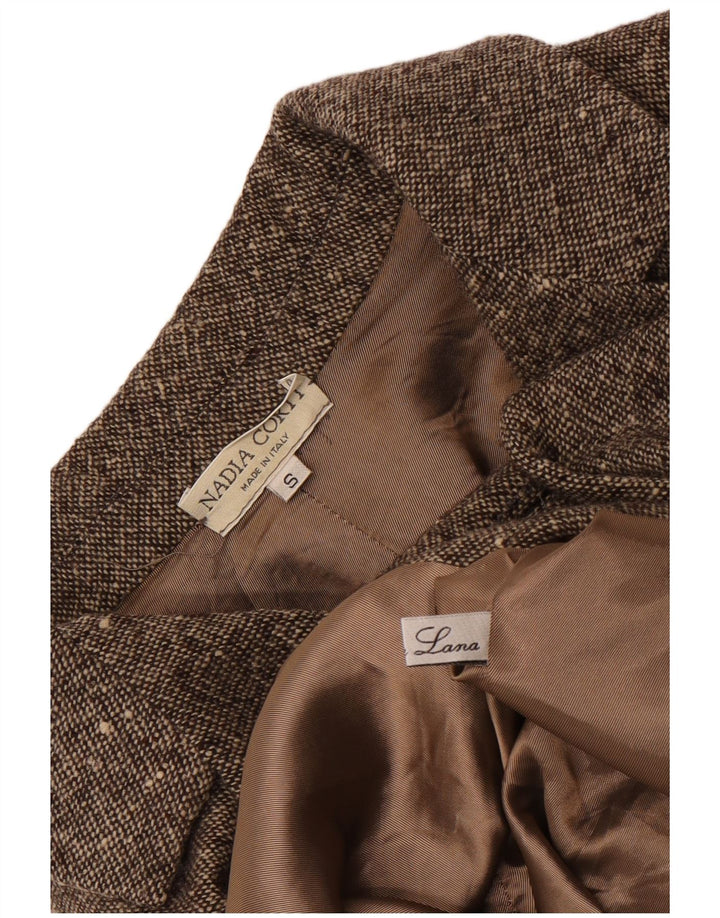 vintage Womens Overcoat UK 10 Petite laine mouchetée beige