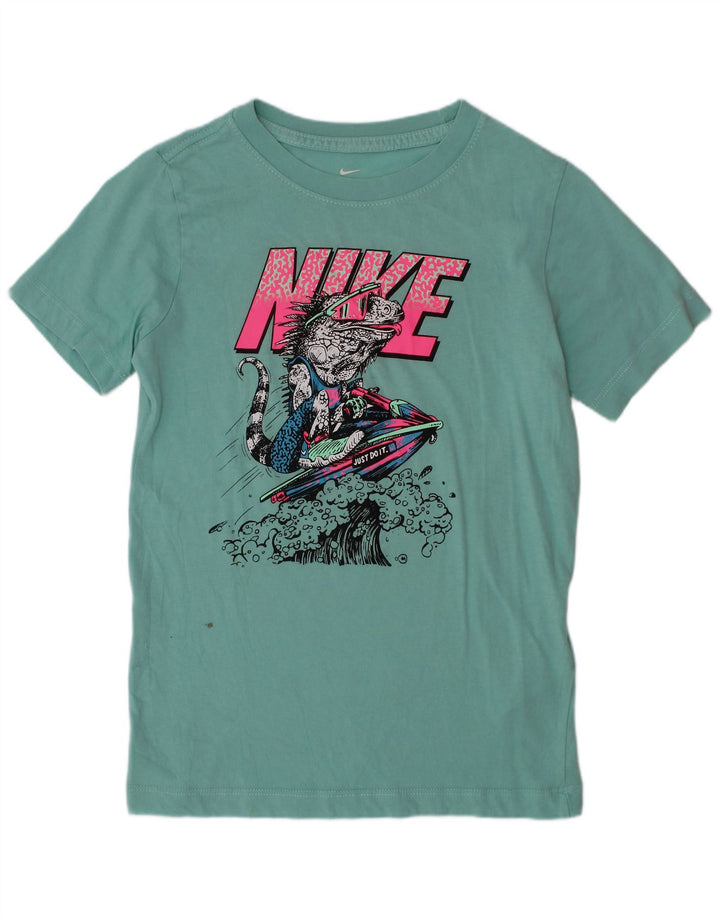 Nike T-shirt graphique pour garçon 8-9 ans Petit coton turquoise