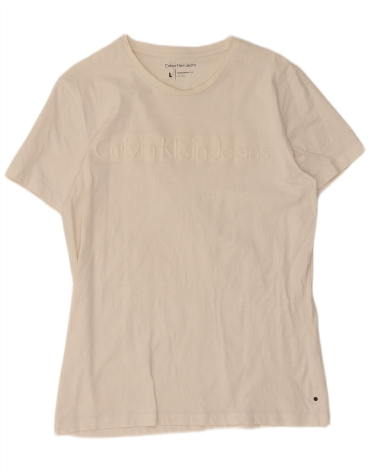 Calvin Klein Jeans T-shirt graphique pour hommes, grand, blanc