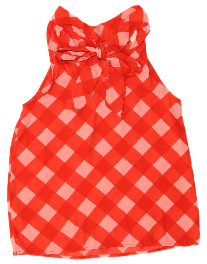 J. Crew Haut dos nu avec nœud papillon pour femme US 00 2XS Rouge Vichy Polyester