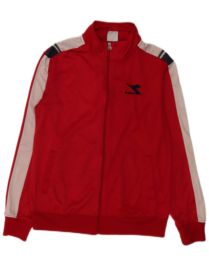 DIADORA Veste de survêtement pour femme UK 16 Large Rouge Colourblock Polyester