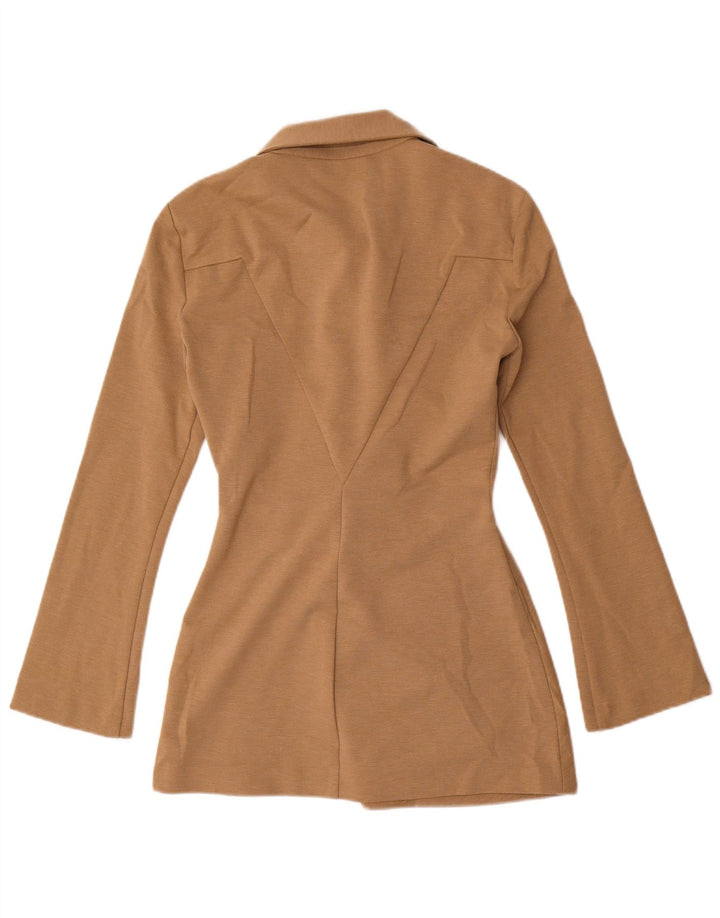 Zara Femme Chemise Chemisier UK 10 Petit Marron Polyester