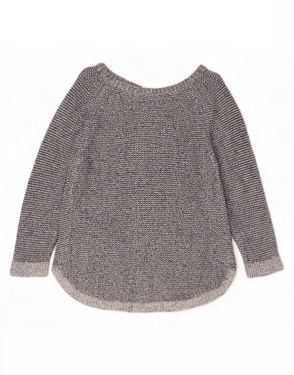 vintage Femmes 3/4 Manches Cardigan Pull UK 14 Bleu Moyen Moucheté