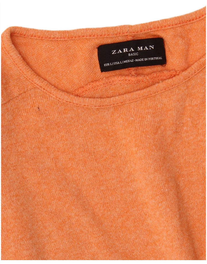 Zara Pull ras du cou pour homme, grand, orange