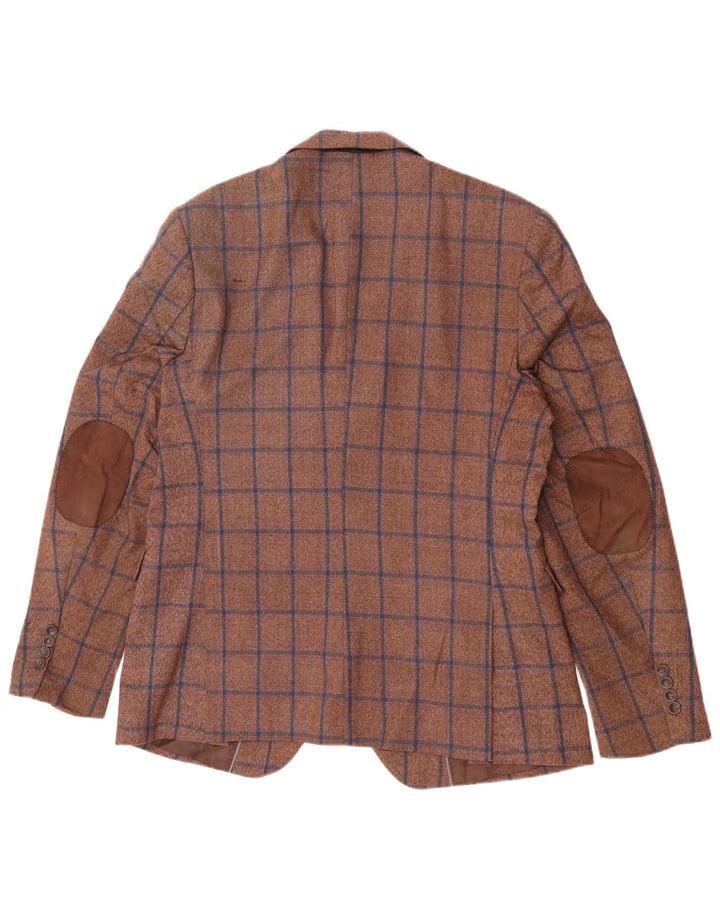 Marks & Spencer Veste blazer à 1 bouton pour homme IT 54 2XL en laine à carreaux marron