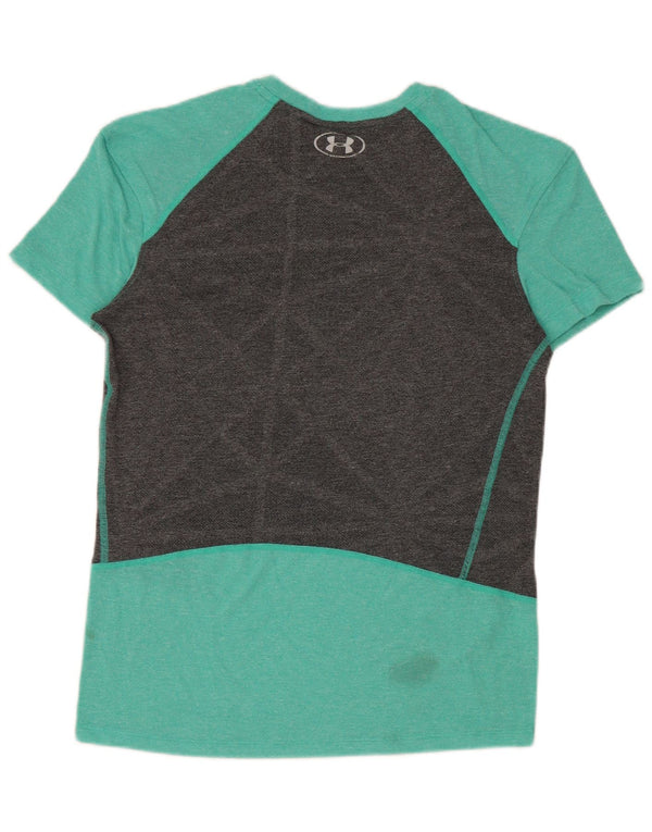 Under Armour T-shirt Heat Gear pour femme UK 10 Small Vert Colorblock