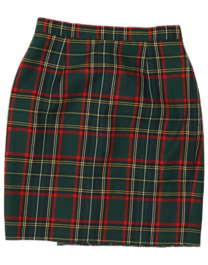 jupe crayon femme vintage W28 Plaid vert moyen