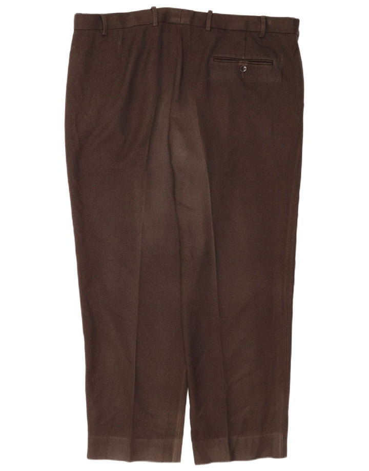 Marks & Spencer Pantalon de costume droit pour homme W42 L29 Marron Polyester