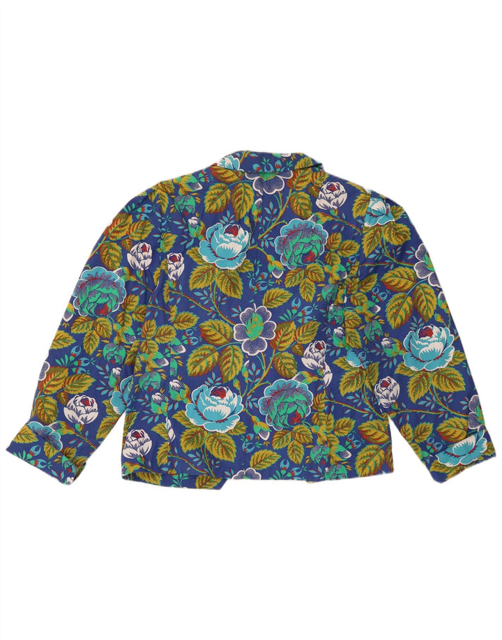 JEAN CLAIRE Veste Blazer 1 Bouton Femme IT 42 Coton Floral Bleu Moyen