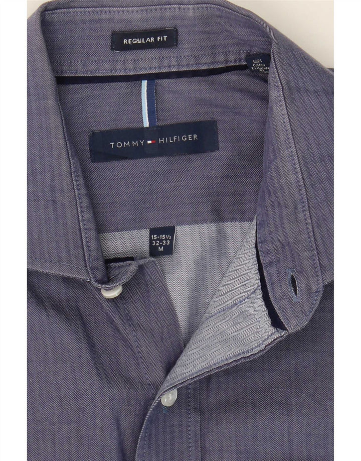 Tommy Hilfiger Chemise Homme Taille 15 1/2 Chevrons Bleu Marine Moyen