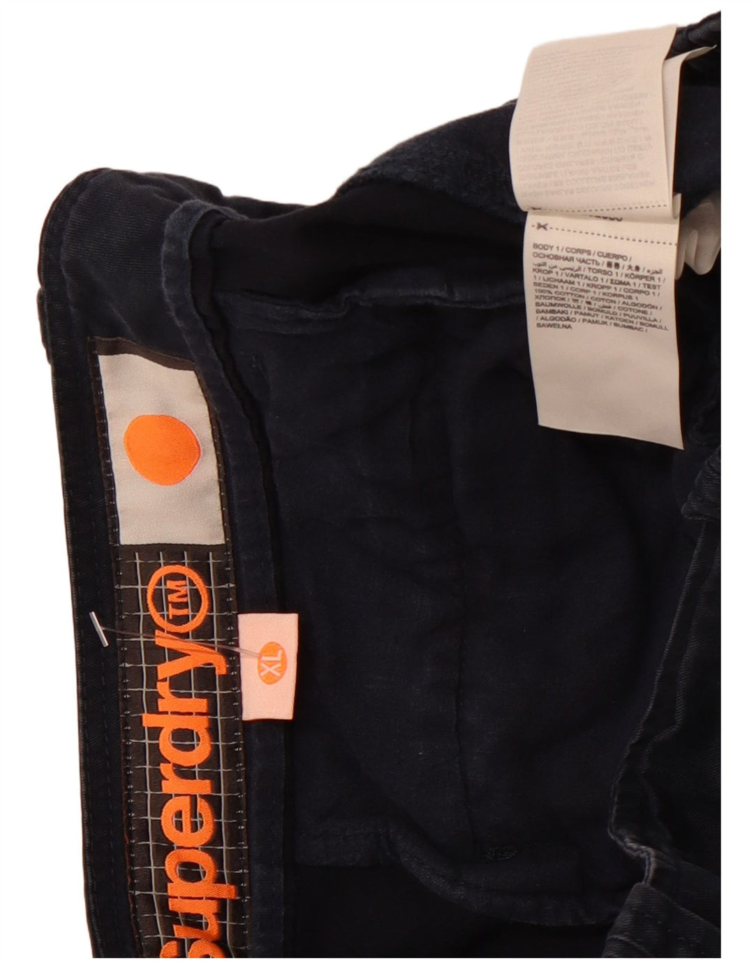 SUPERDRY Short Cargo Homme XL W38 Bleu Marine Coton