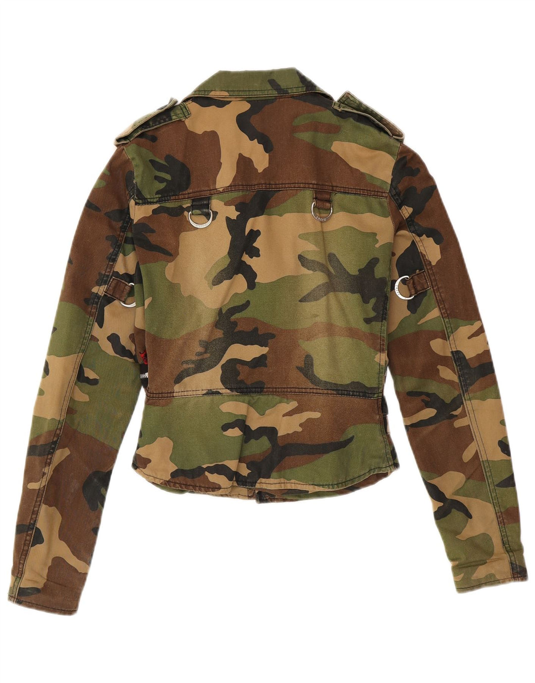 TRIPP NYC Veste militaire courte pour femme UK 10 Petit coton camouflage kaki