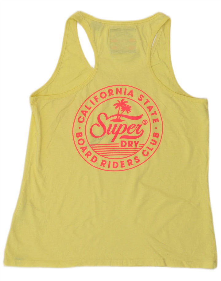 Superdry Débardeur Graphique Femme UK 12 Coton Jaune Moyen