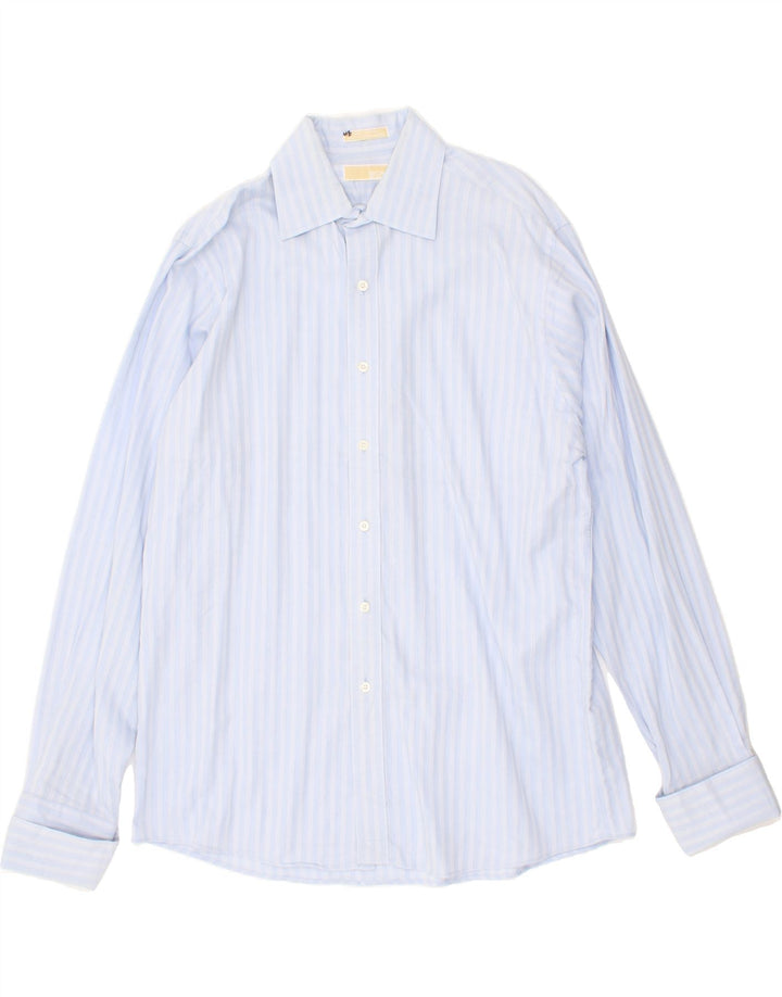 MICHAEL KORS Mens Formal Shirt Size 1/2 Large Blue Striped Cotton Vintage Michael Kors and Second-Hand Michael Kors from Messina Hembry 