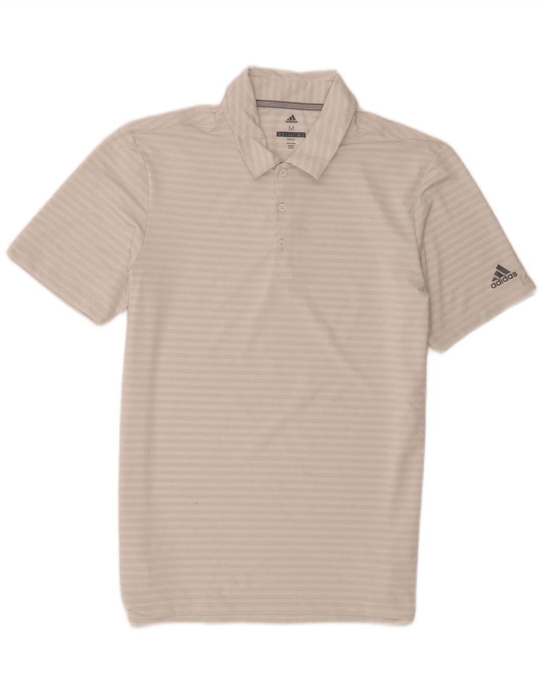 Adidas Polo de golf pour homme en polyester à rayures blanches moyennes