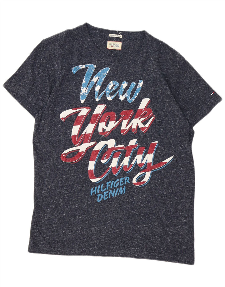Tommy Hilfiger T-Shirt Graphique Homme Bleu Marine Moucheté Polyester