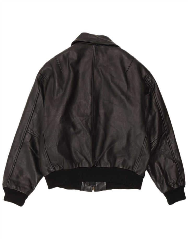 VINTAGE Veste en cuir homme UK 40 Grand cuir noir