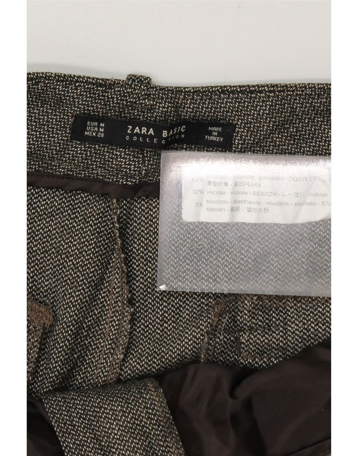 Zara Pantalon de costume court pour femme Medium W28 L24 Kaki Polyester
