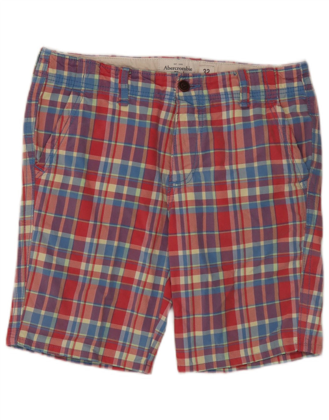 Abercrombie & Fitch Short chino W32 en coton à carreaux multicolore moyen pour homme