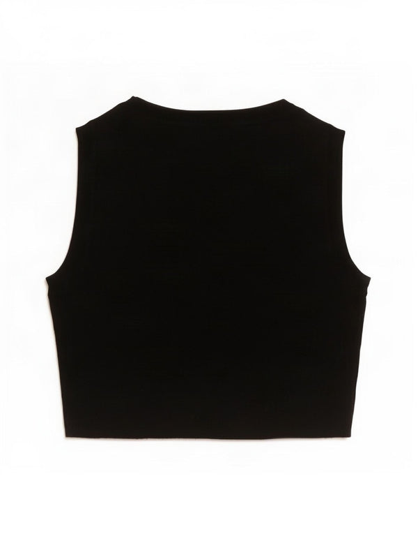Zara Womens Crop Vest Top UK 8 Small Noir Viscose