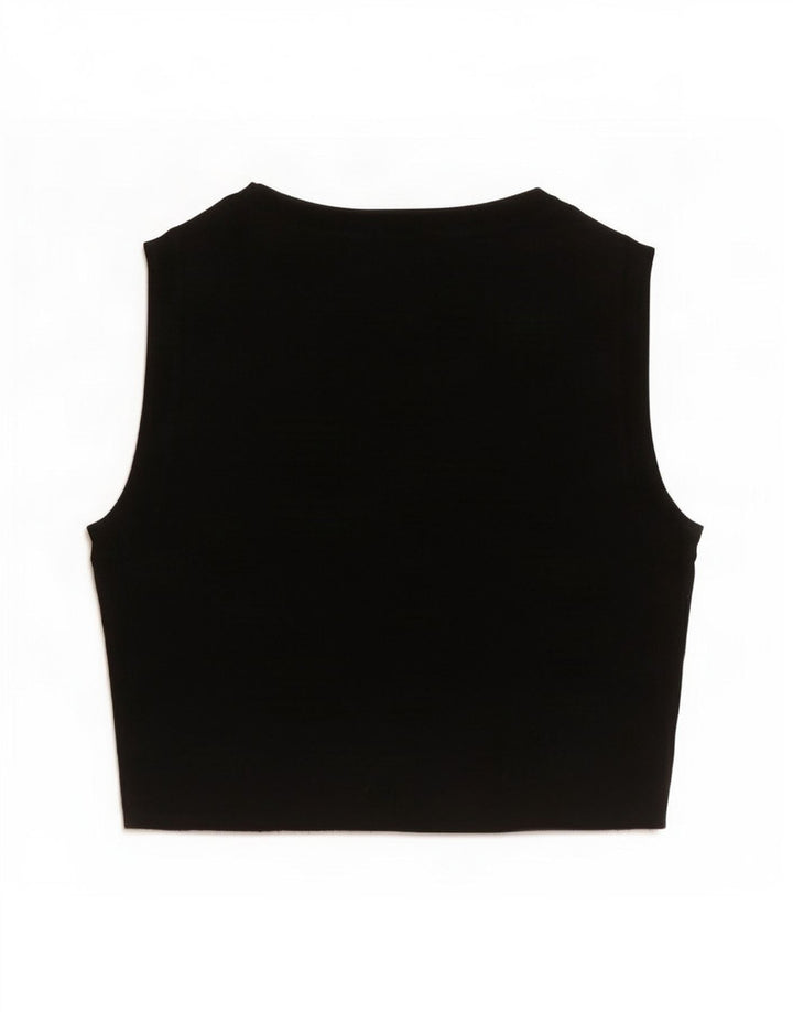 Zara Womens Crop Vest Top UK 8 Small Noir Viscose