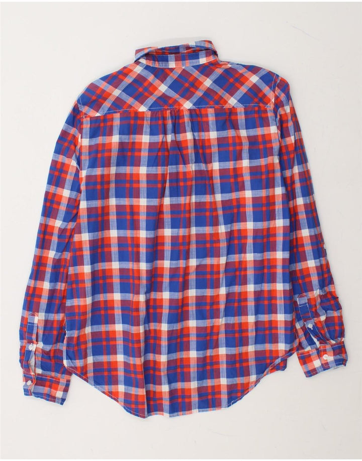 TOMMY HILFIGER Womens Relaxed Fit Pullover Shirt UK 10 Small Blue Check Vintage Tommy Hilfiger and Second-Hand Tommy Hilfiger from Messina Hembry 