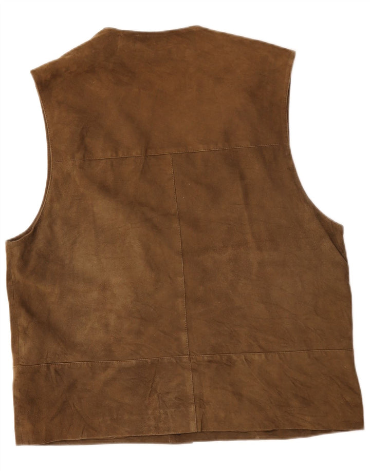 gilet en daim homme vintage IT 52 grand cuir marron