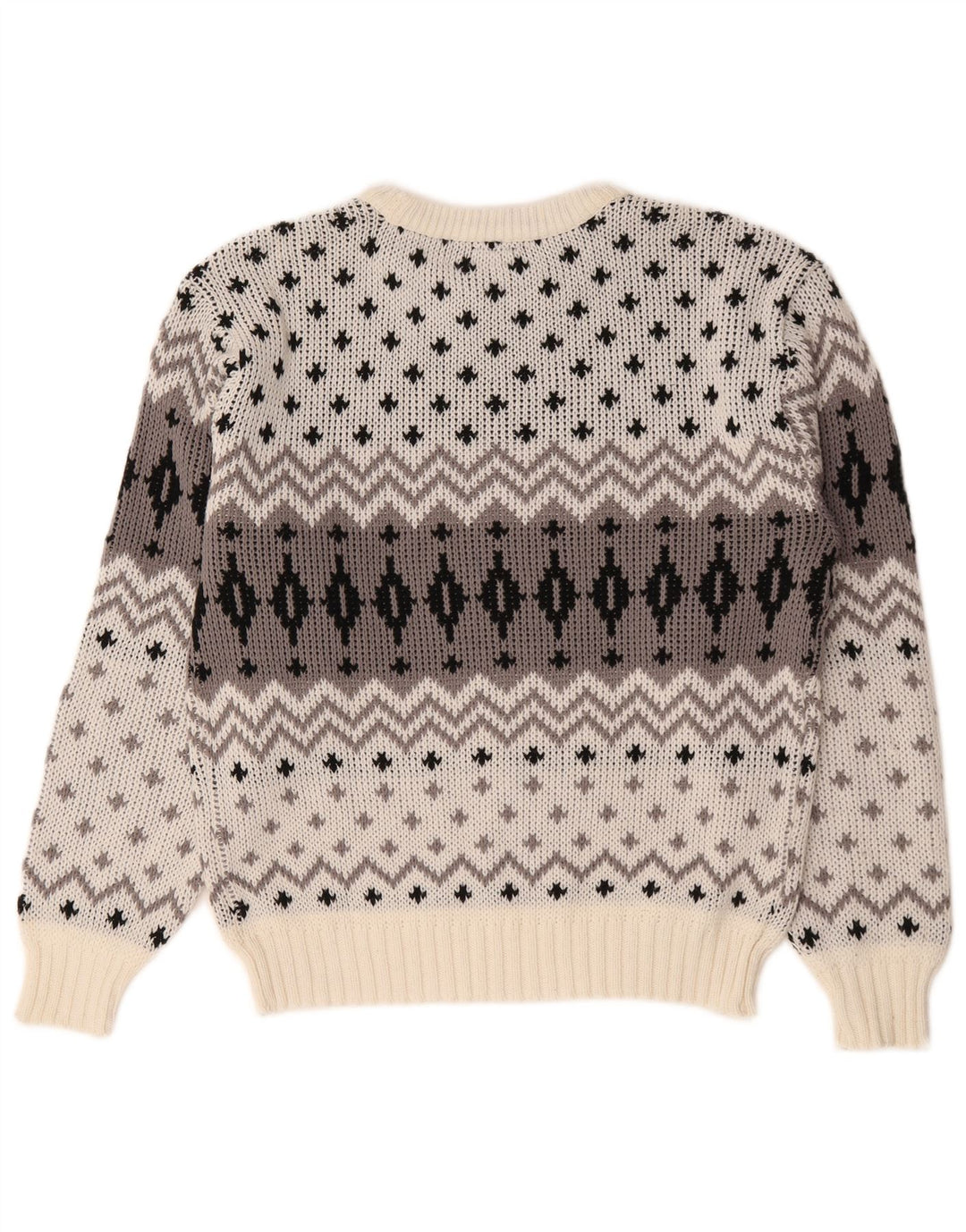 C&A Pull col rond pour homme EU 48/50 Blanc moyen Fair Isle
