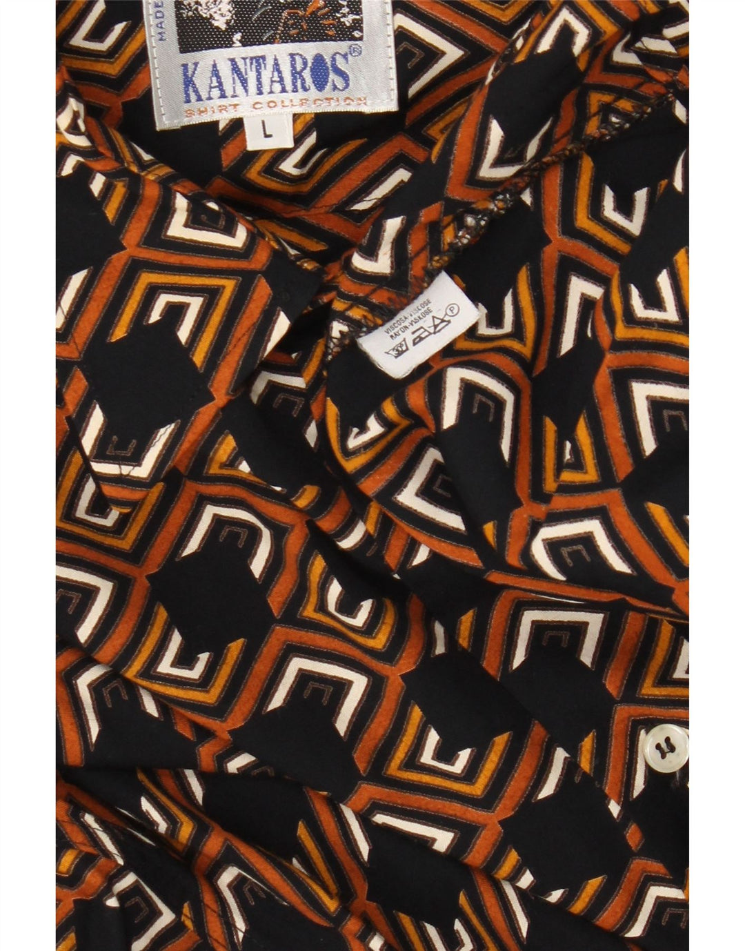 Kantaros Chemise Homme Large Marron Géométrique Viscose