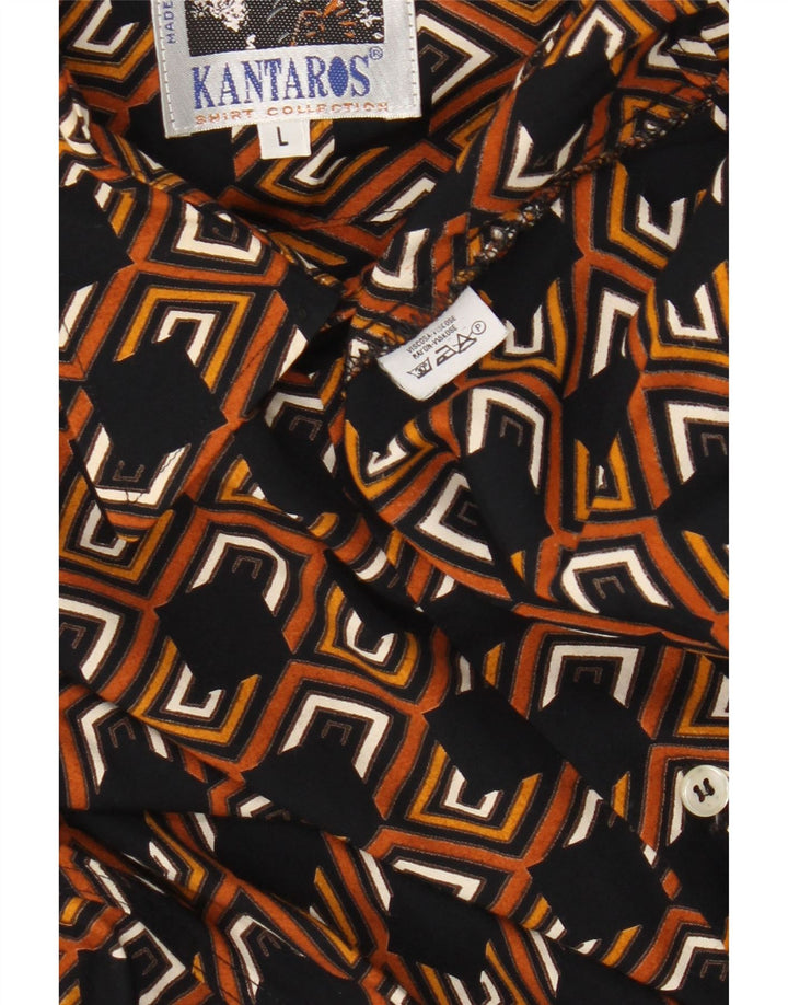 Kantaros Chemise Homme Large Marron Géométrique Viscose