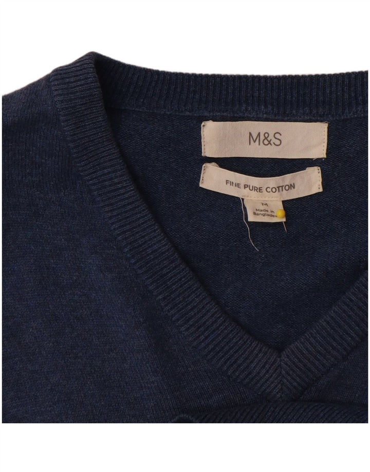 Marks & Spencer Pull Col V Homme Bleu Moyen Coton