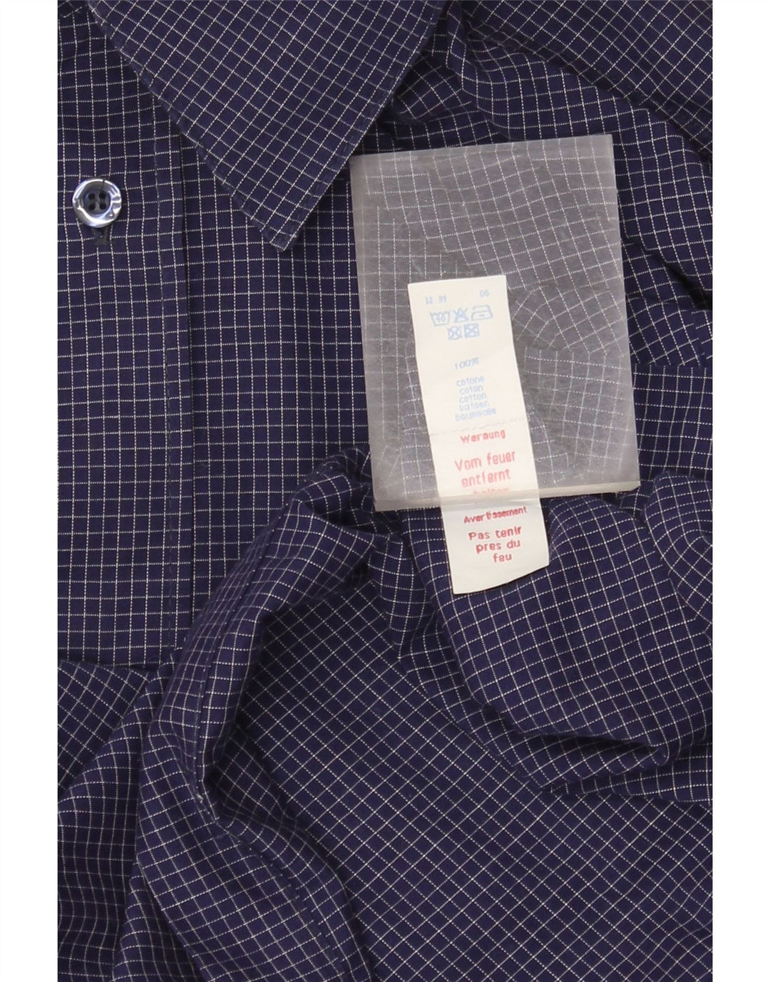 Fila Chemise Homme Large Bleu Marine Vichy Coton