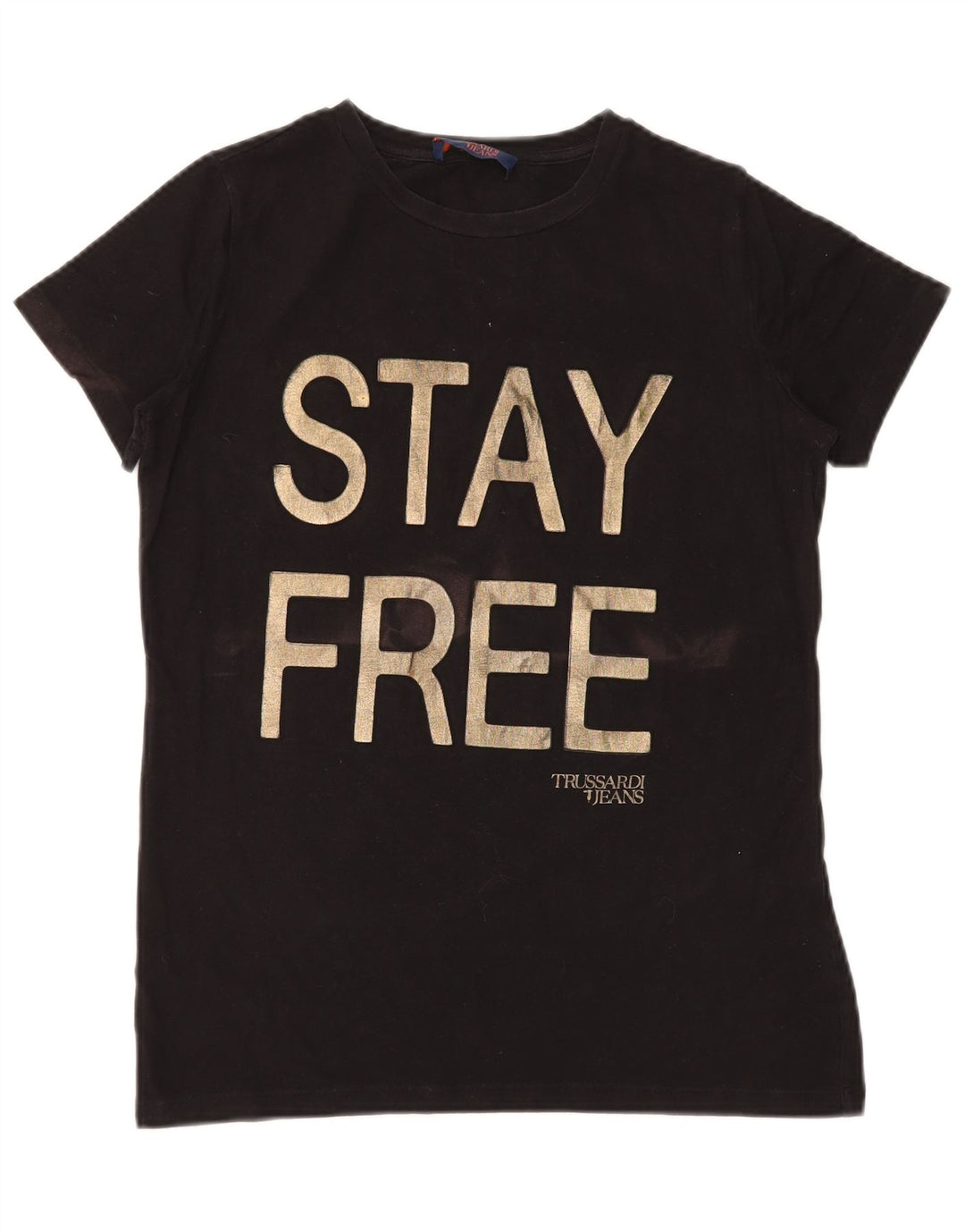 Trussardi Jeans T-Shirt Graphique Femme UK 14 Medium Noir